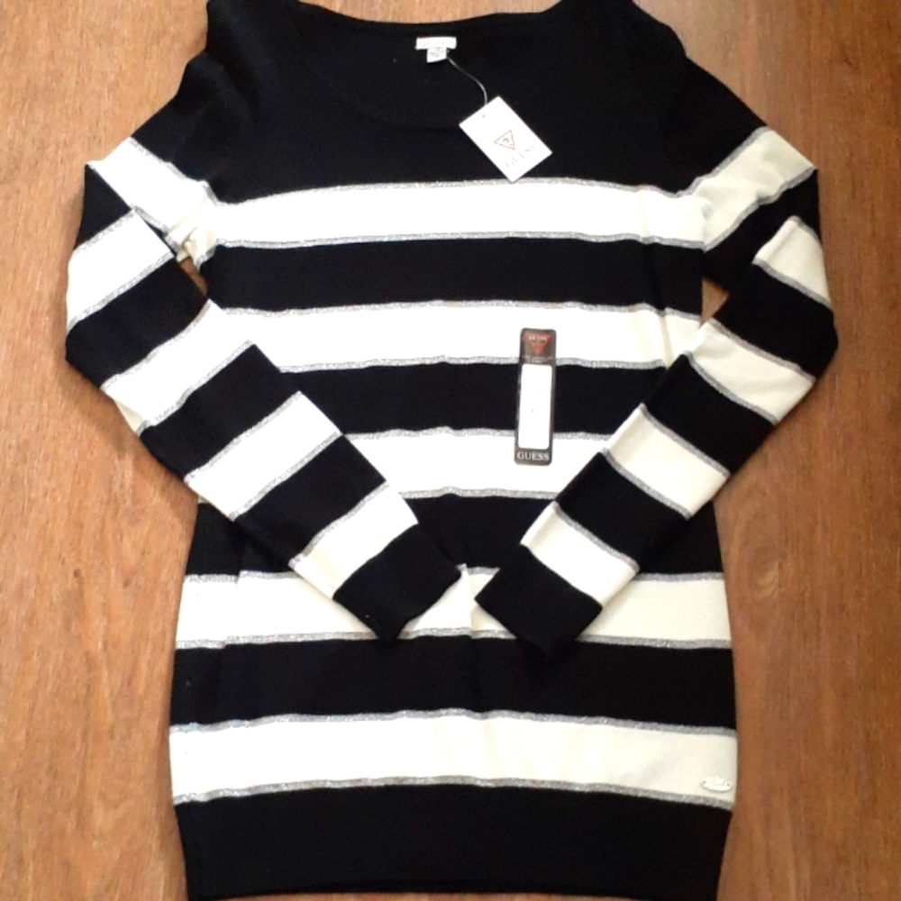 NWT Guess black and white sweater